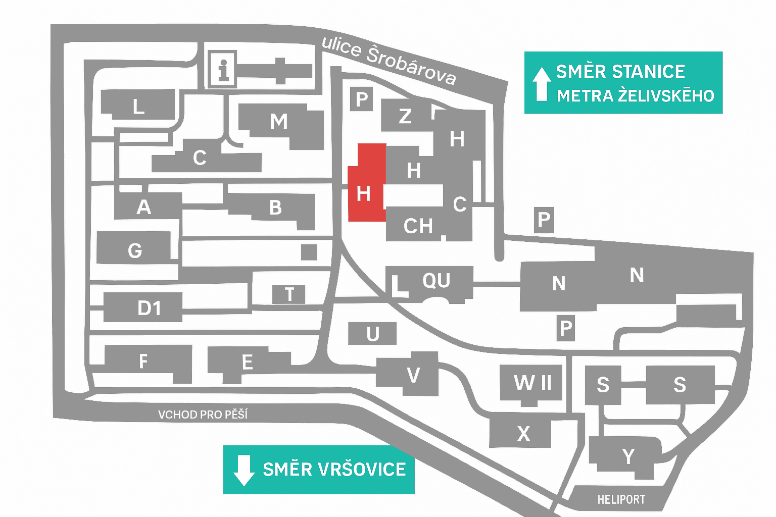 Mapa nemocnice FNKV